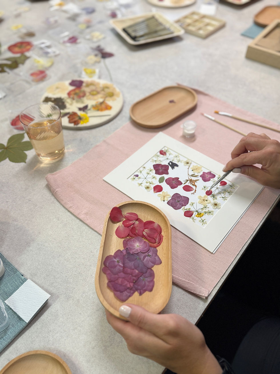 Tableau en fleurs pressées