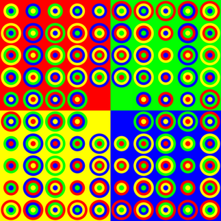 24 colour circles in 4 squares.
EXCELLENT RESOLUTION TO 100x100CM