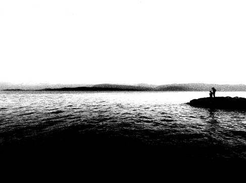 Minimalist, monochrome digital artwork depicting fishermen by the Ionian Sea at sunset.
EXCELLENT RESOLUTION TO 94x70CM