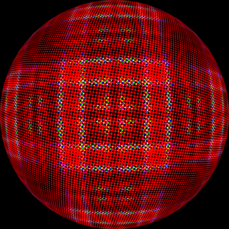 Red spherical pattern on black background.
EXCELLENT RESOLUTION TO 80x80CM