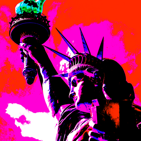 Pink pop art poster of the Statue of Liberty.
EXCELLENT RESOLUTION TO 60x86CM