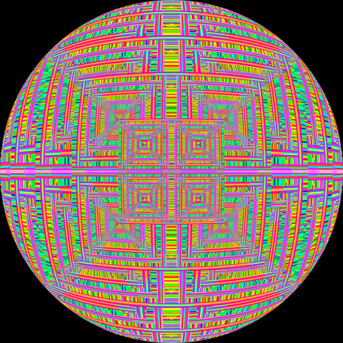 Multi-coloured 'kaleidoscope library' circular pattern.
EXCELLENT RESOLUTION TO 80x80CM