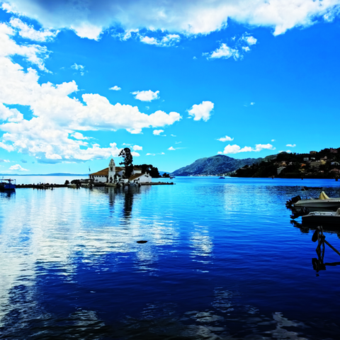 Digital photograph of the Ionian sea, monastery and south east Corfu..
EXCELLENT RESOLUTION TO 93x70CM