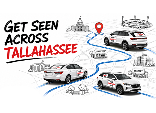 AdDrive cars cover the Tallahassee market