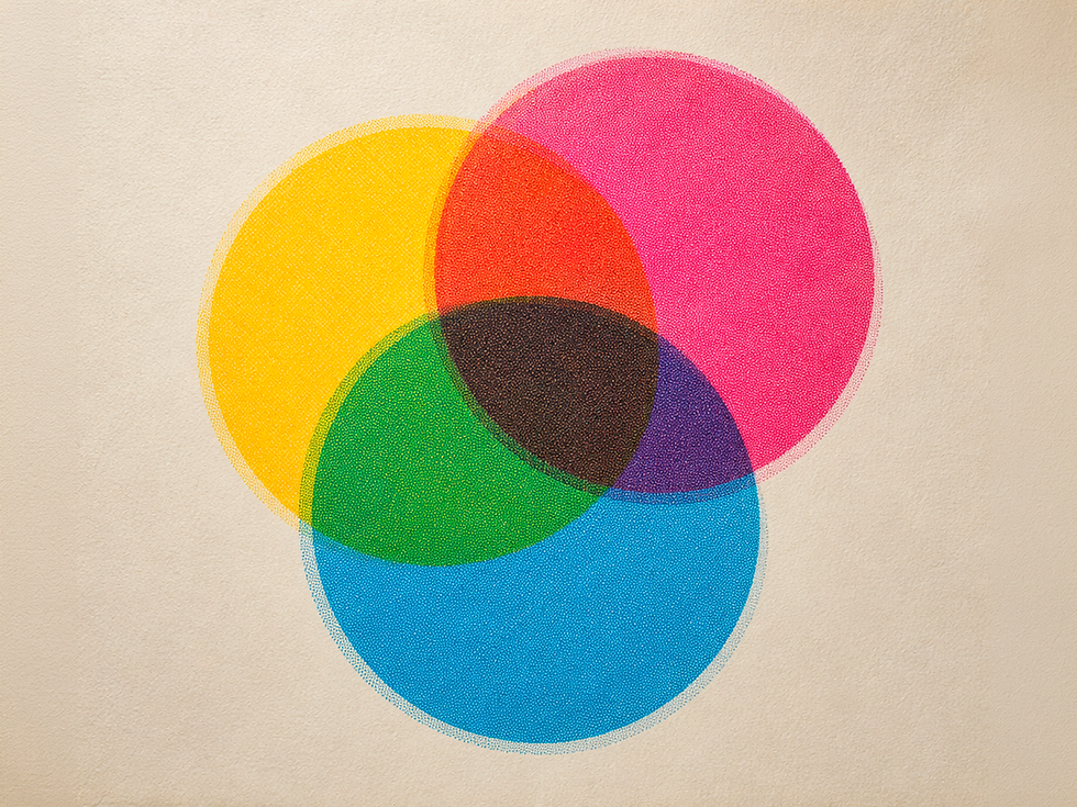 Week 4 cover: three CMYK registration circles interlocking into dense, saturated overlap on cream paper, captioned "The Solution" — the explainer video that ends the repeated sales conversation.