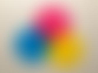 Three overlapping CMYK registration circles in additive color mixing on a beige background, the G.Holmes Designs brand motif.
