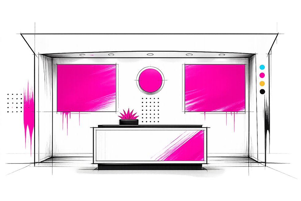 Event branding materials for signage, displays, and branded experiences