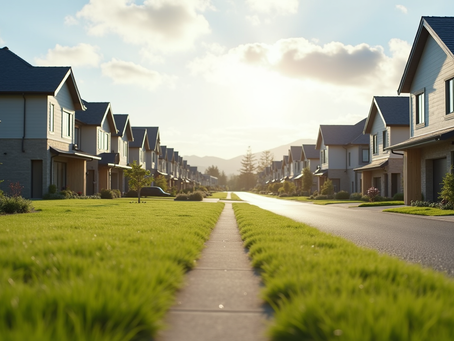 Residential neighbourhood in Auckland showing new homes and green spaces