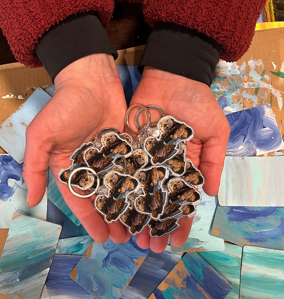 Thumbnail: Hugging  Otters Acrylic Keychain, Ocean Otter Friends, Best Friends, Sealife