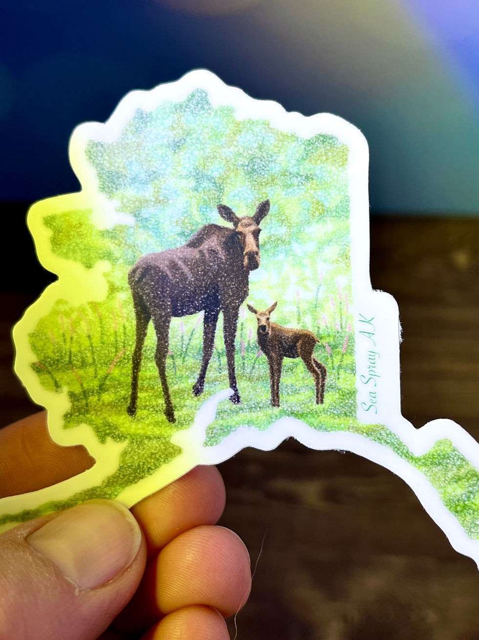 Thumbnail: Mom Moose with Calf | Premium Die Cut Vinyl Sticker | for journal, bottle,