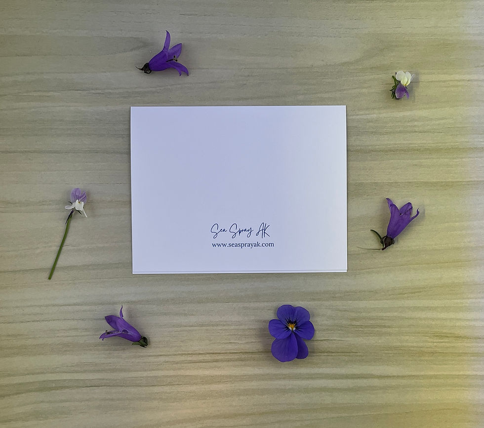 Thumbnail: The backside of a Sea Spray AK Thank You card