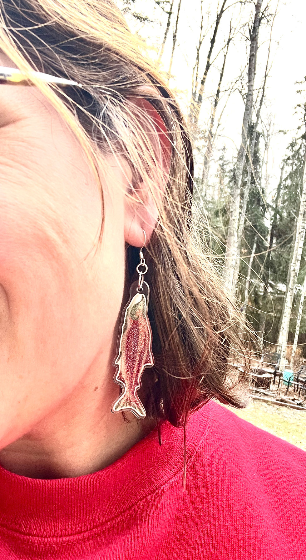 Thumbnail: Sockeye Salmon Red Fish Earrings