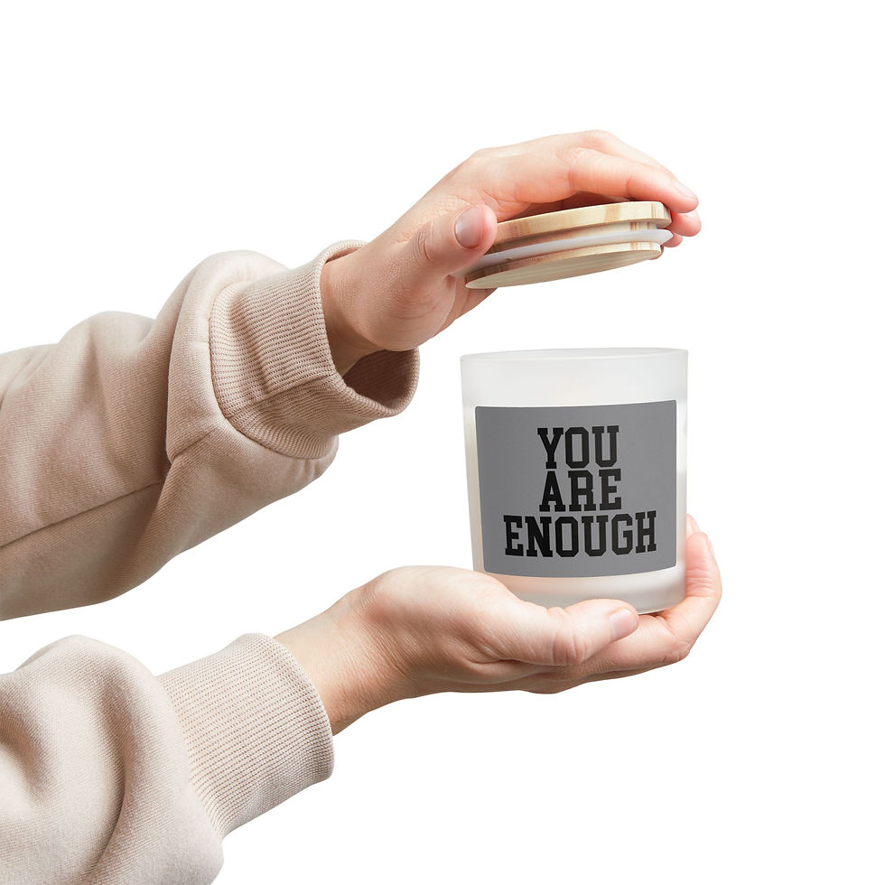 Thumbnail: Motivational Frosted Glass Candle-11oz 'You Are Enough' Mental Health Awareness