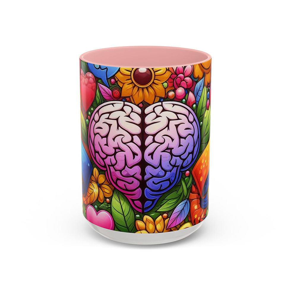 Thumbnail: Vibrant Heart & Brain Coffee Mug  for Mental Health Awareness