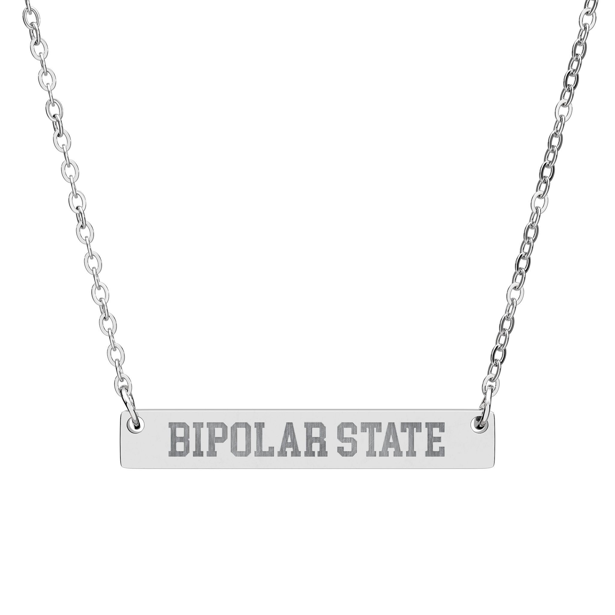 Bipolar State Bar Necklace - Engraving  for Mental Health Awareness