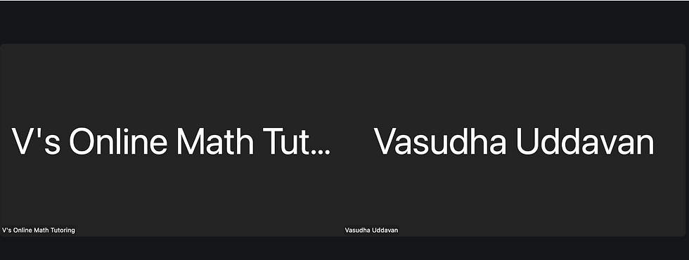 Zoom class screenshot showing a student using “V's Online Math Tutoring” as his display name
