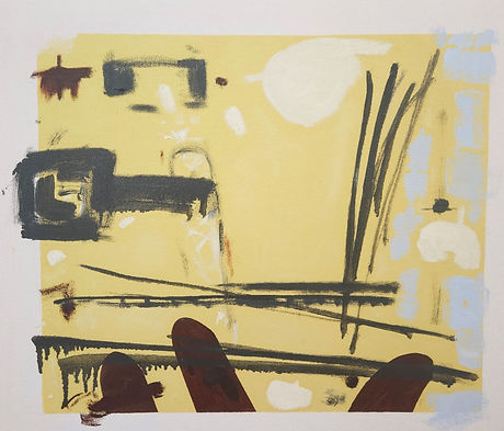 Fumbling with Chopsticks Oil on Canvas Abstract
