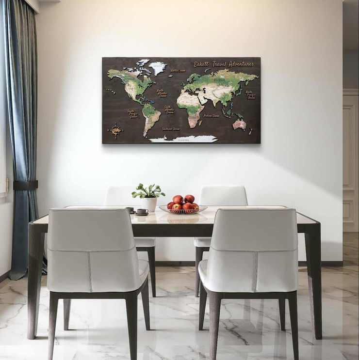 Handcrafted laser-cut wooden topographical map artwork