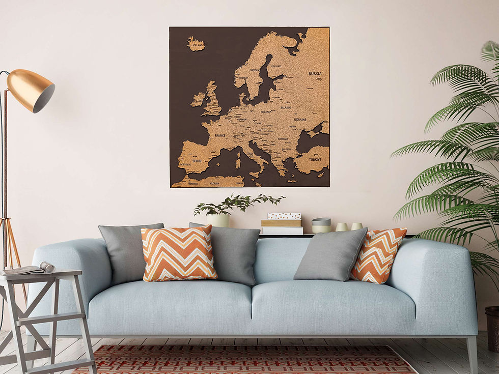 Thumbnail: Europe 3D Cork Push Pin Map | Labelled | 36" x 36"