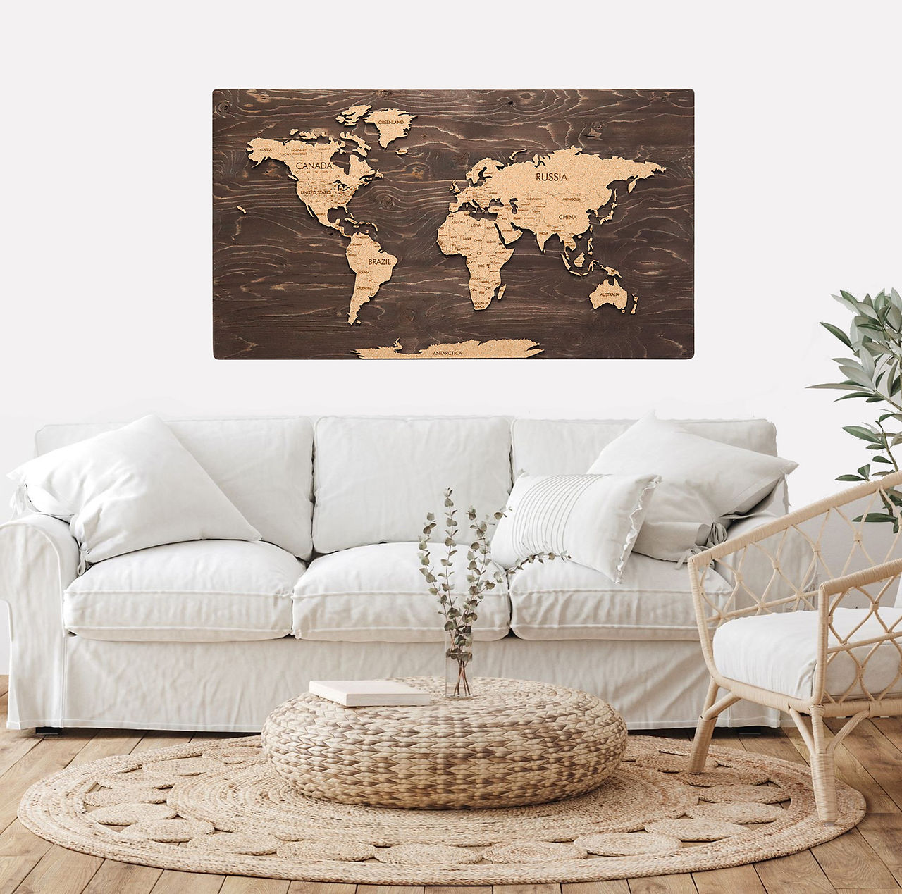 Large Wood Wall Map