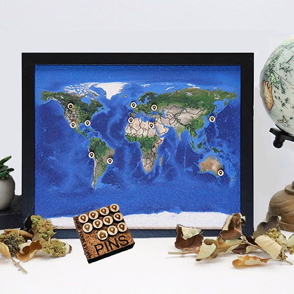 Geo Optic Push Pin Map - World - 8"x10"