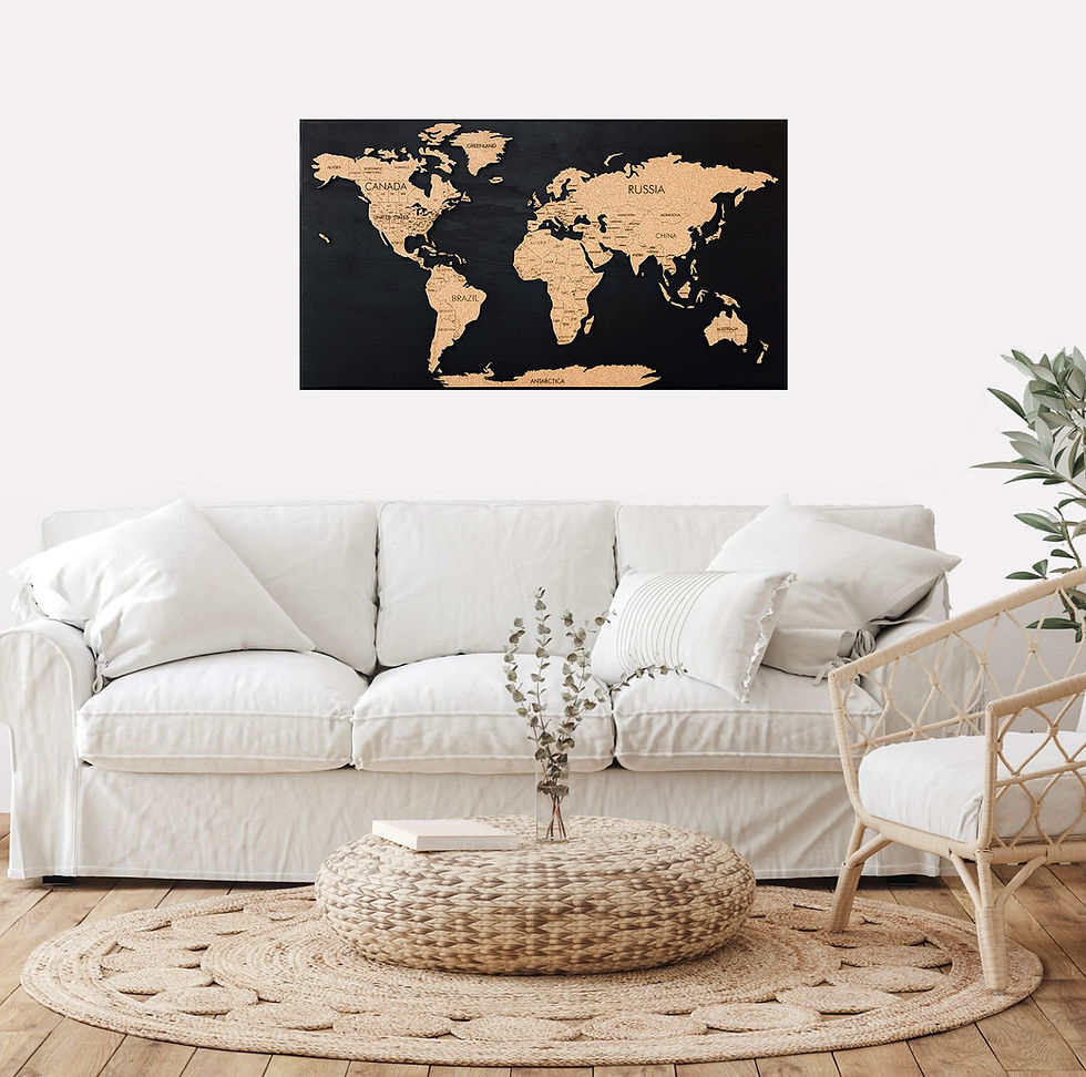 Thumbnail: 3D Cork Push Pin Map | Labelled | 36" x 20"