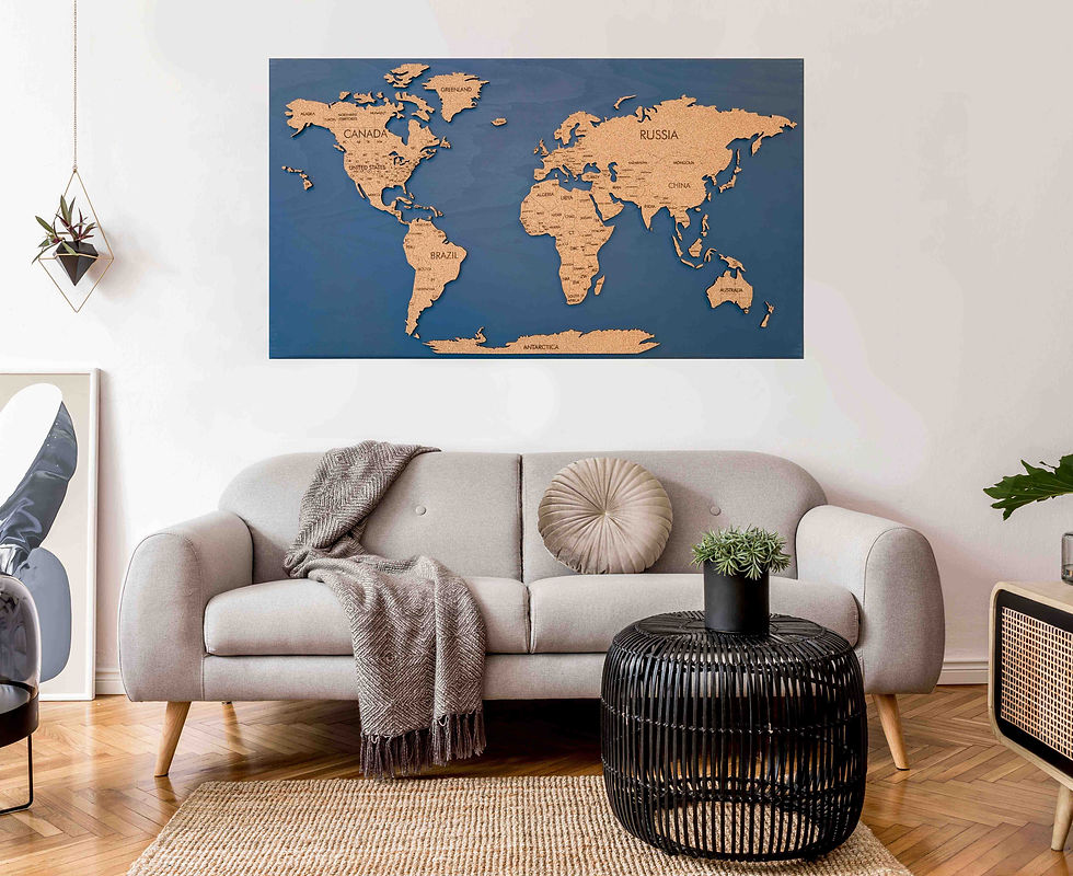 Thumbnail: Statement Push Pin World Map | Natural Cork |  60" x 36"