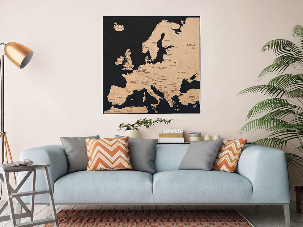 Thumbnail: Europe 3D Cork Push Pin Map | Labelled | 36" x 36"