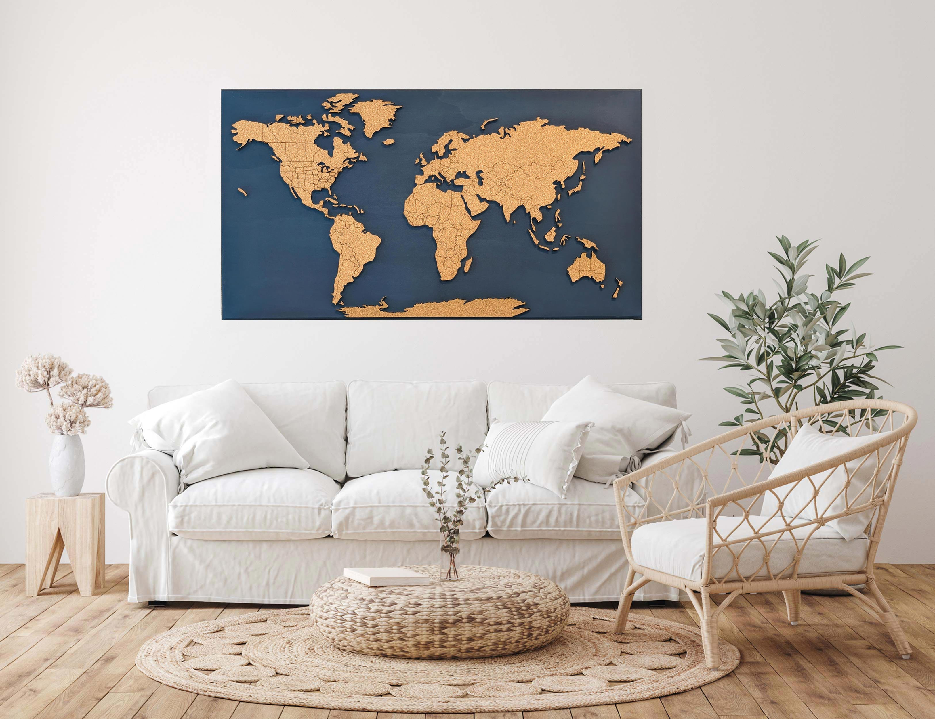 3D Cork Push Pin Map | Minimalist | 44" x 24"