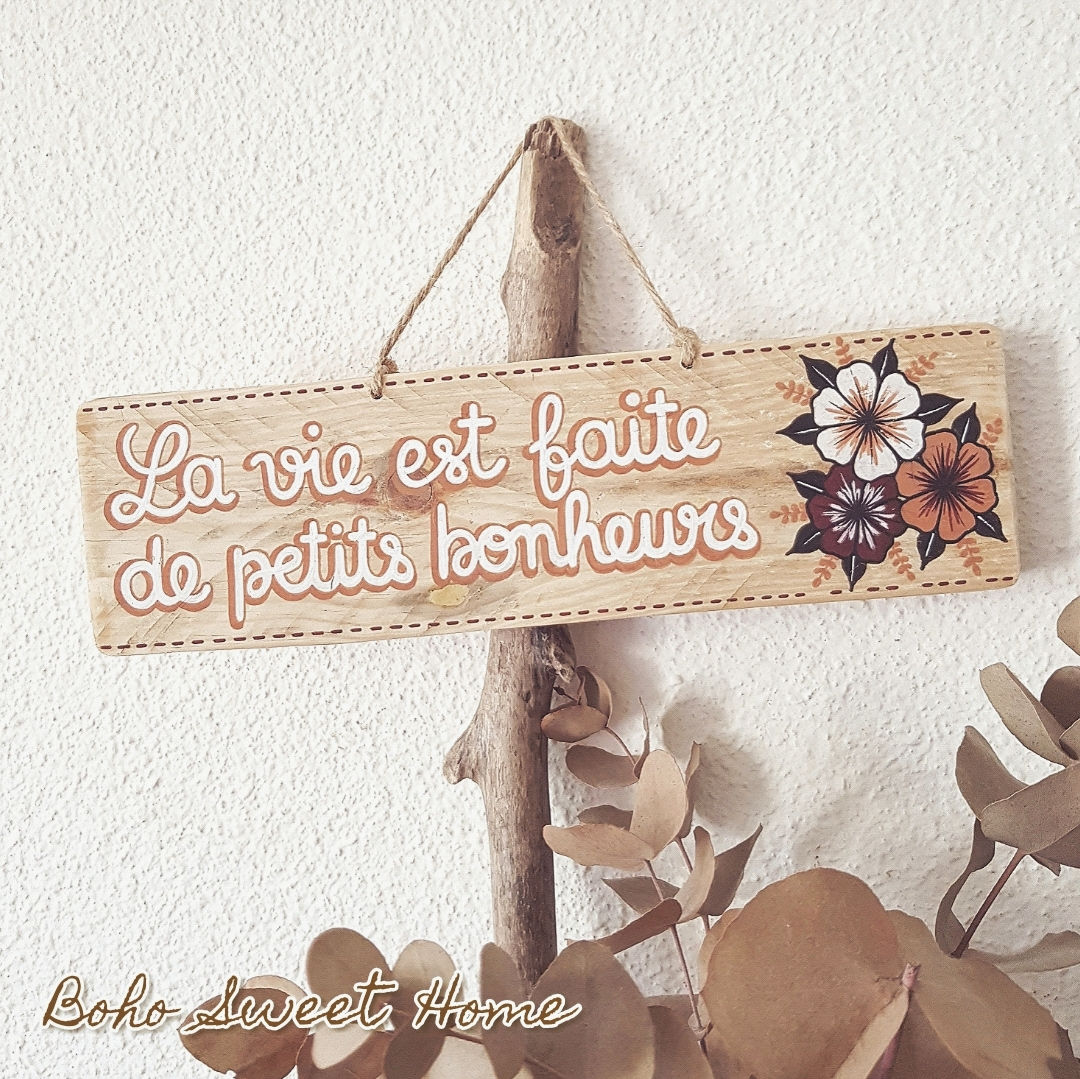 Pancarte en bois de palette ✦ La vie est faite de petits bonheurs
