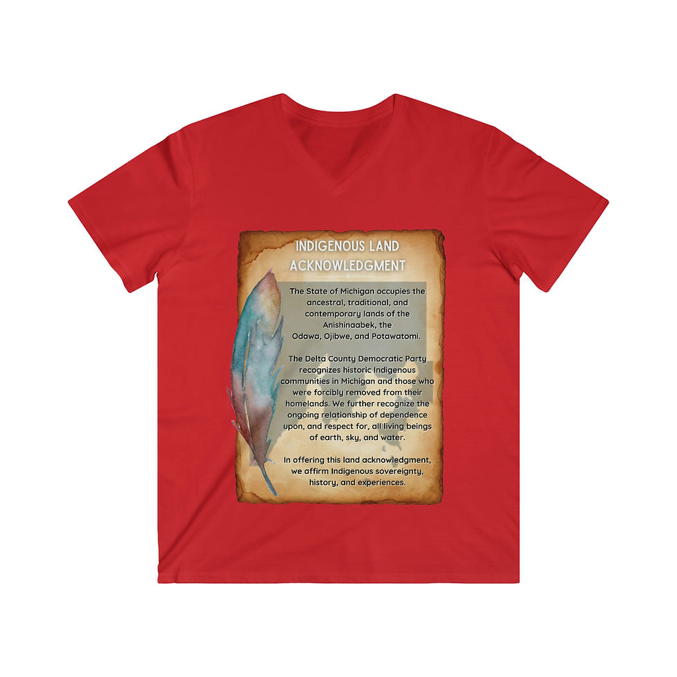 Thumbnail: Indigenous Land Acknowledgment Men's Fitted V-Neck Short Sleeve Tee