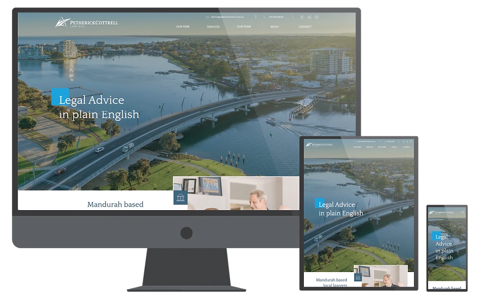 Responsive website design showing Legal Advice in plain English