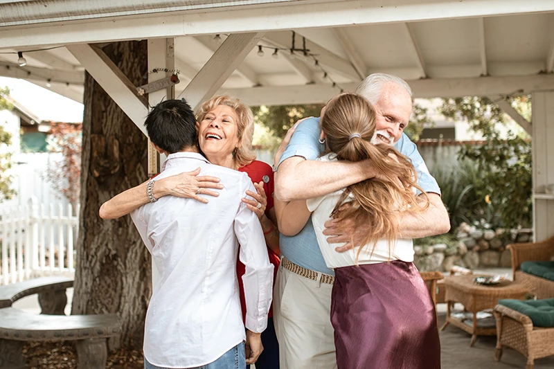 a group of people embracing