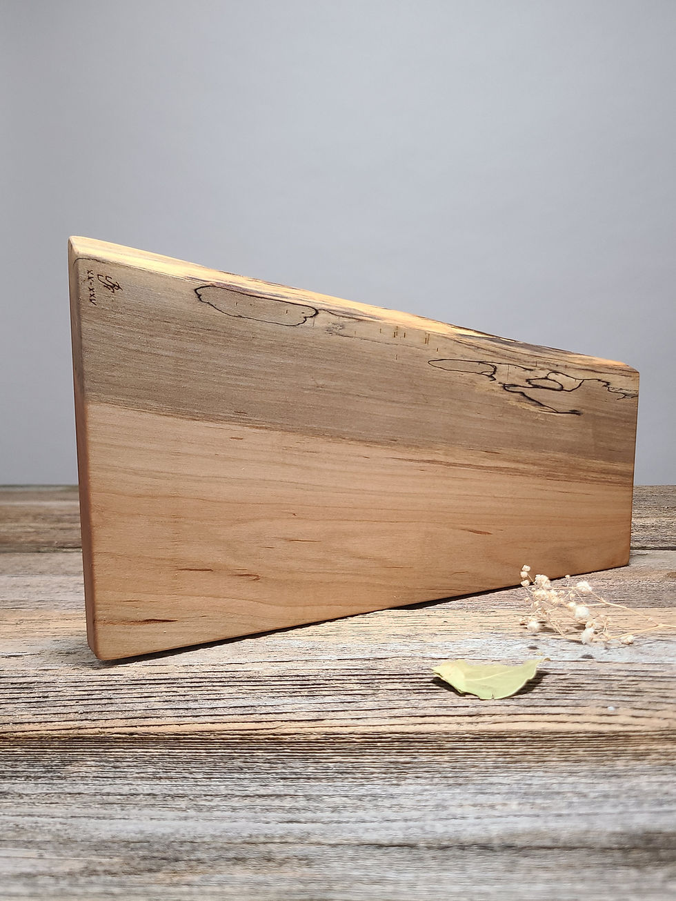 Thumbnail: Handcrafted spalted maple triangular charcuterie board natural grain pattern — modern serving board, holiday collection.