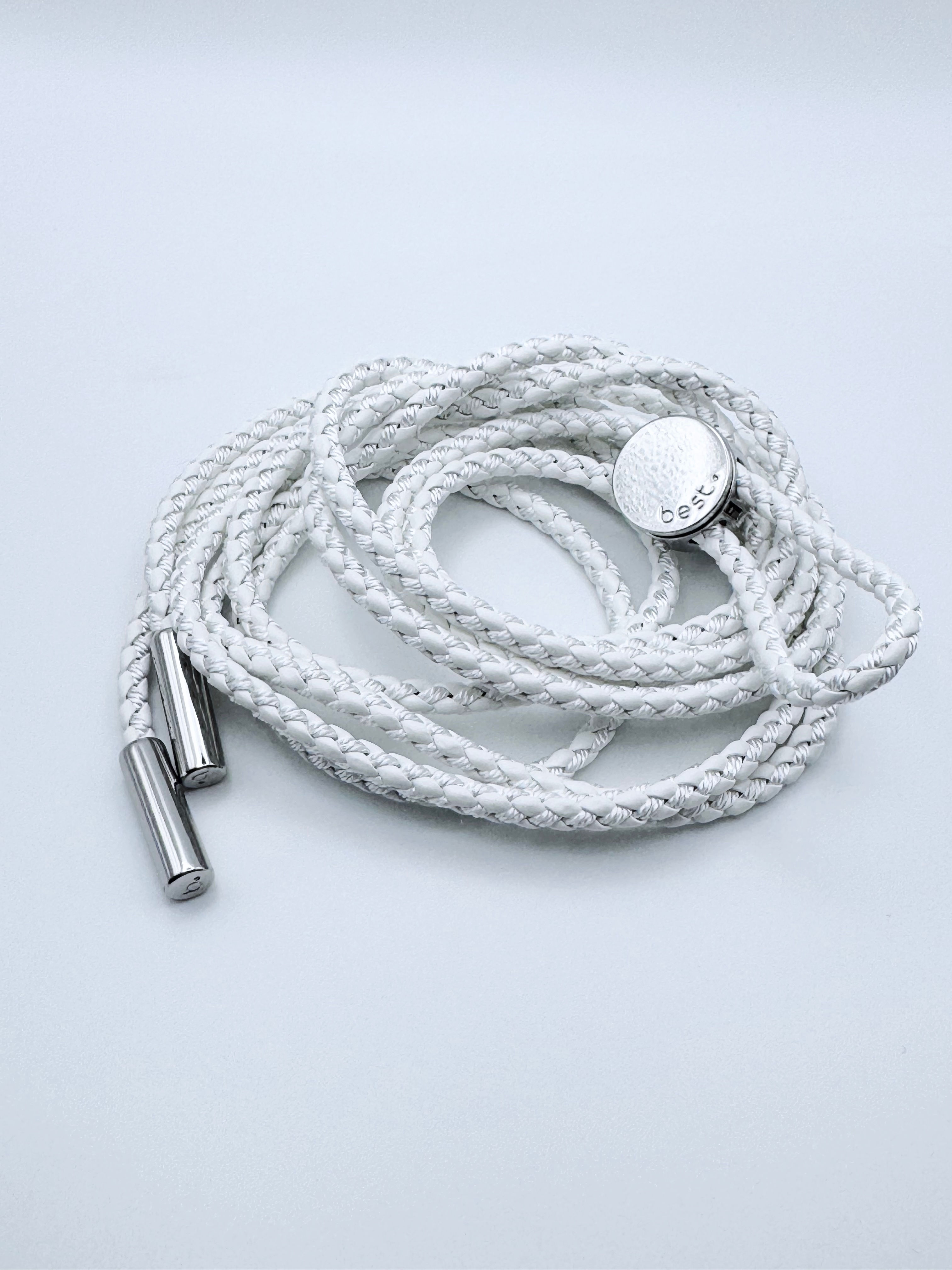 Tie-up White Braided Rope belt