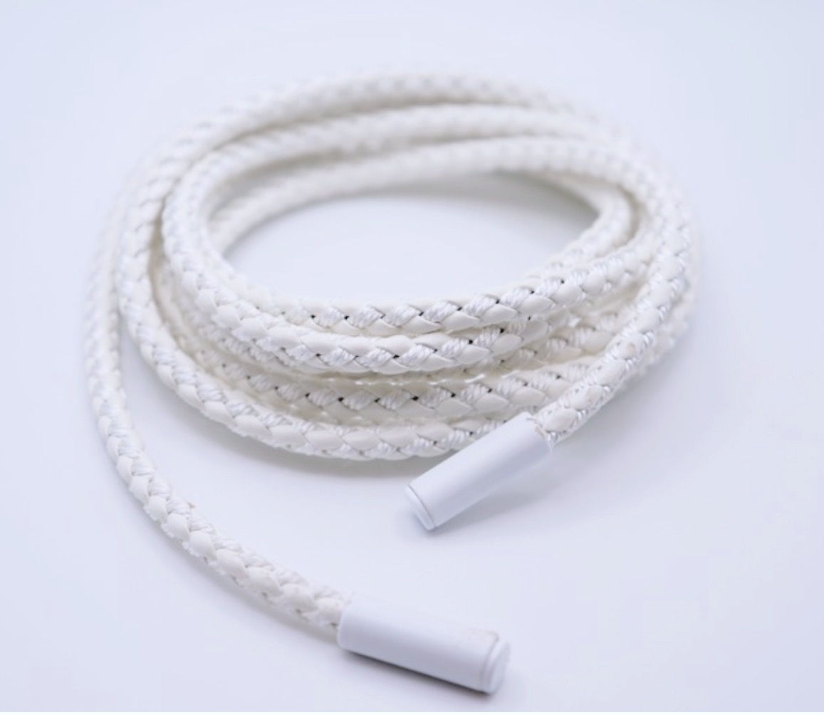 Tie-up White Braided Rope belt in soft leather