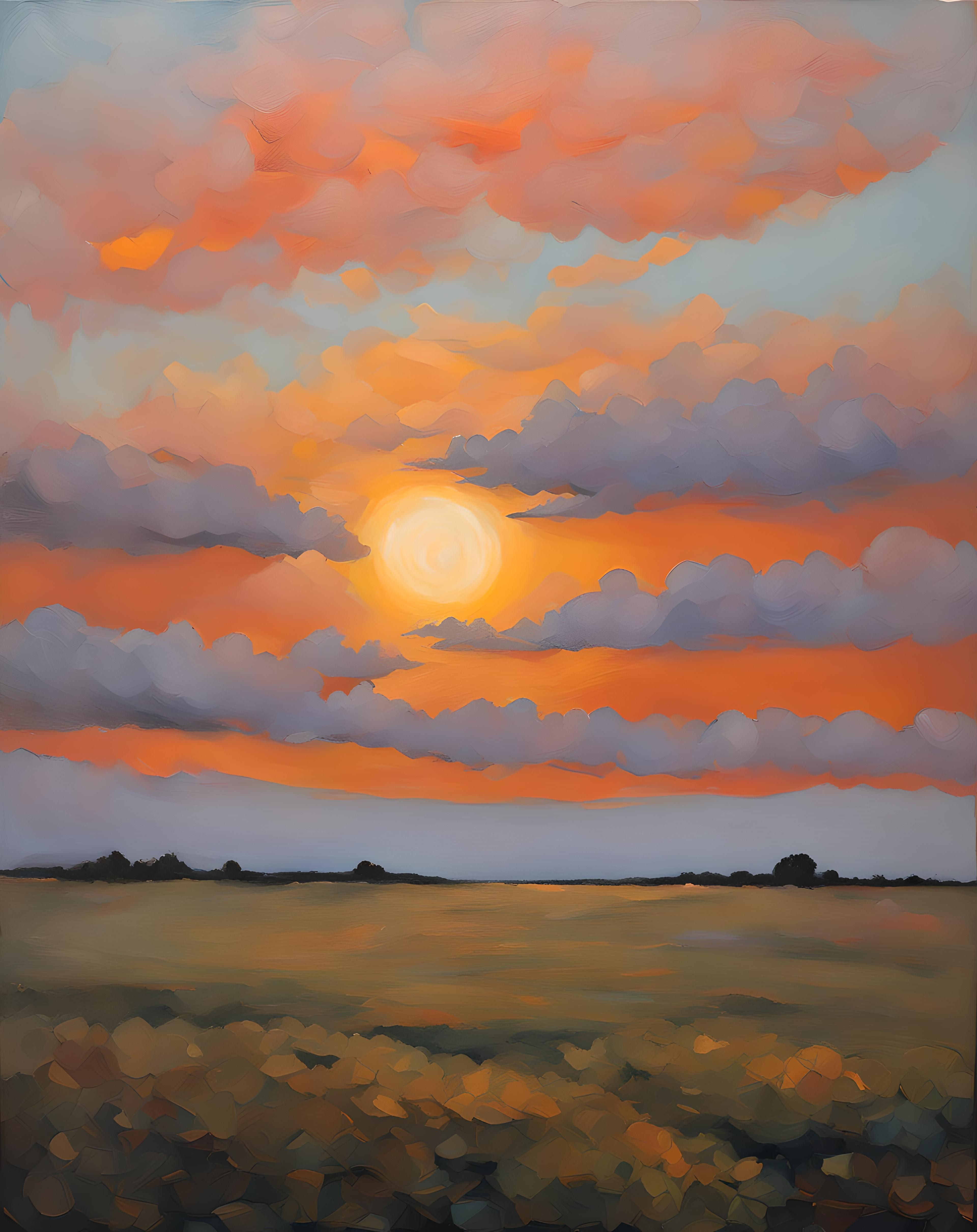 Cloudy Sunset Fields