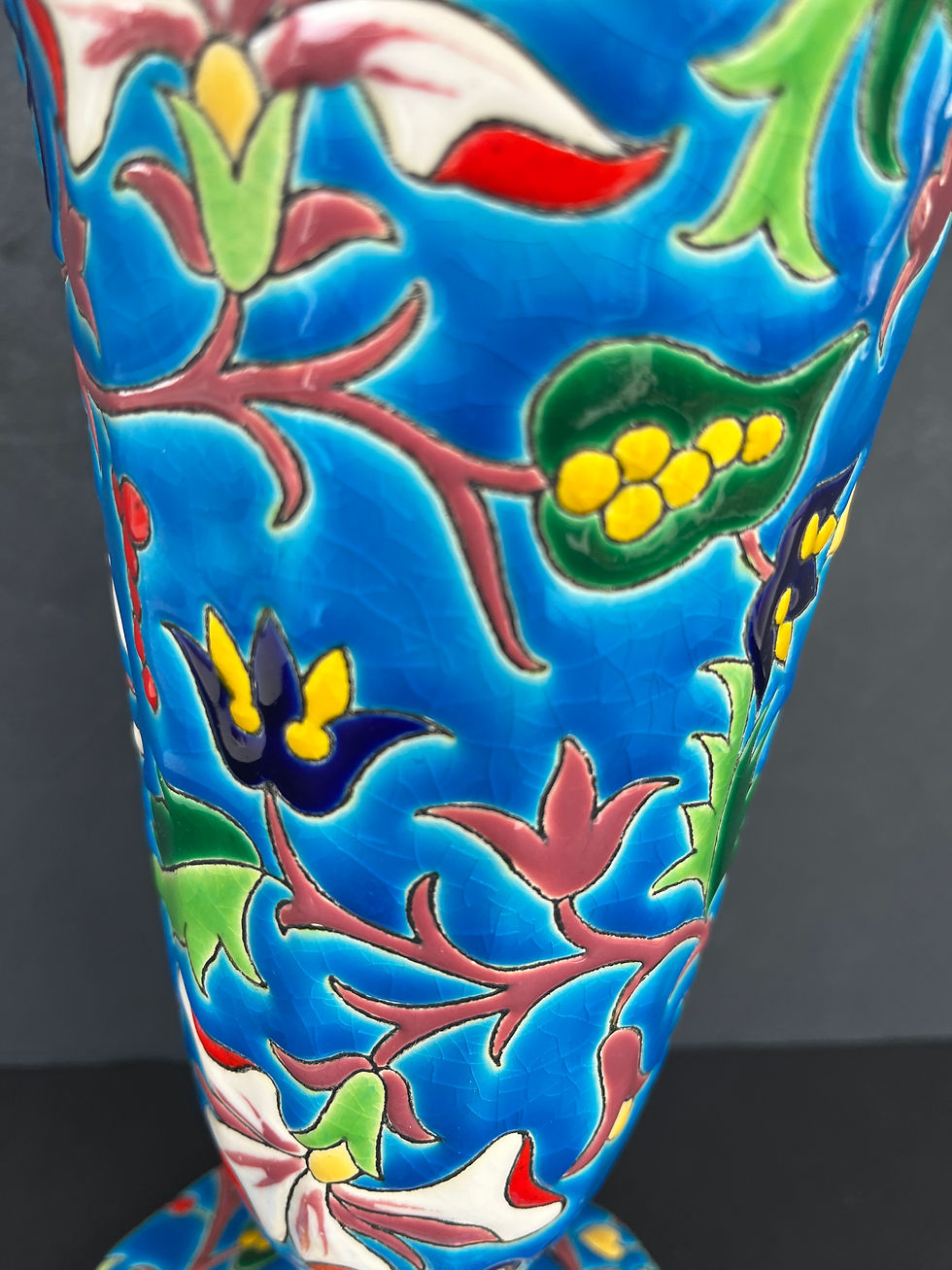 Thumbnail: Grand Vase des émaux de Longwy Forme cornet
