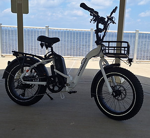 photo of an e-bike at the shore