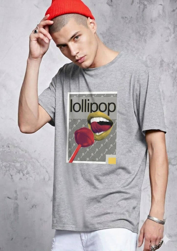 אפורה בהדפס סוכריה lolipop חולצת