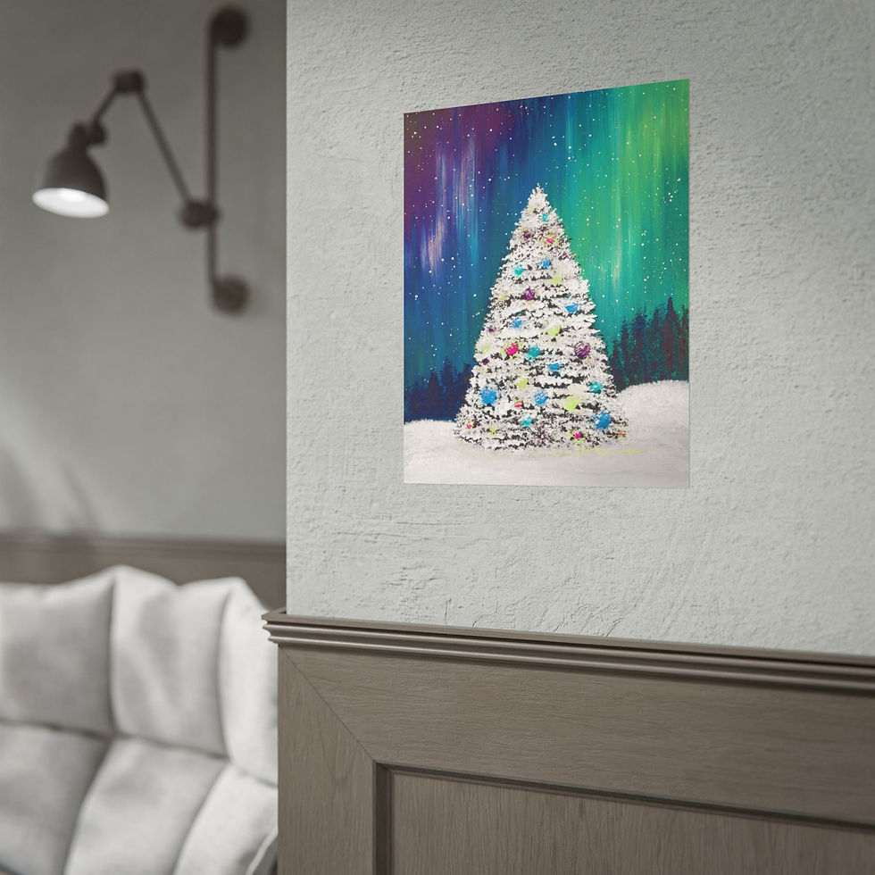 Thumbnail: Christmas Tree Poster - Northern Lights Holiday Wall Art (Rolled Poster)