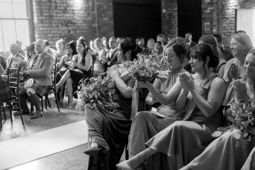 Bride and groom during the ceremony at The Engine Works in Glasgow