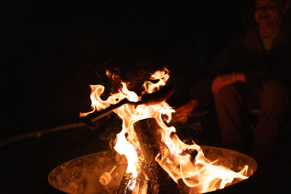 Evening campfire at the lake in BC's South Cariboo.