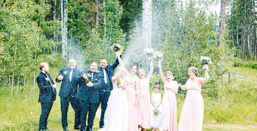 Wedding celebrations at the lake at Martens Resort in BC Cariboo region near Lac la Hache, Williams Lake and 100 Mile House.
