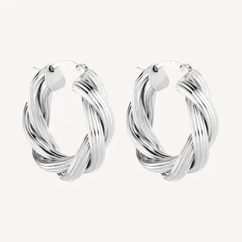 Najo E6995 Glamour Hoop Silver Earring