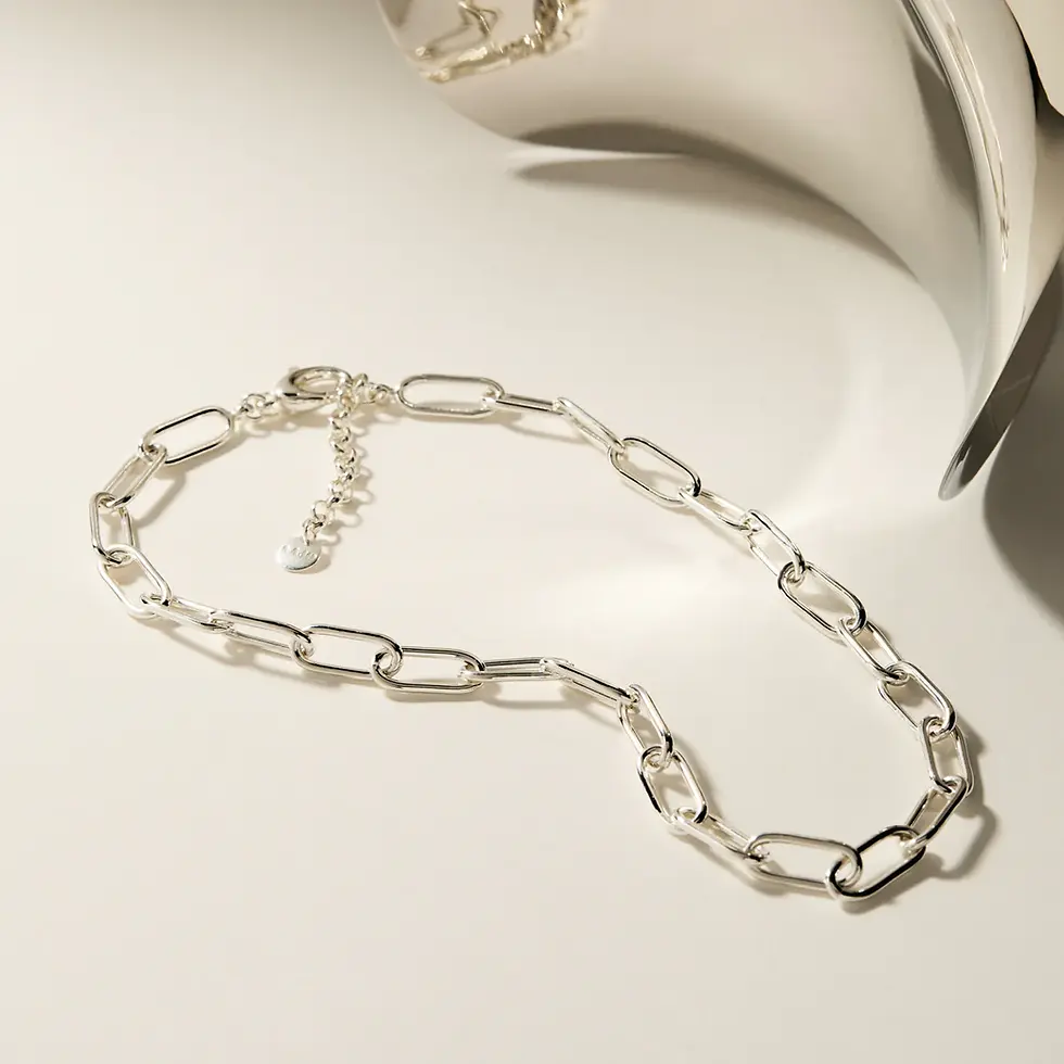 Thumbnail: Najo N7039 Vista Large Link Silver Necklace