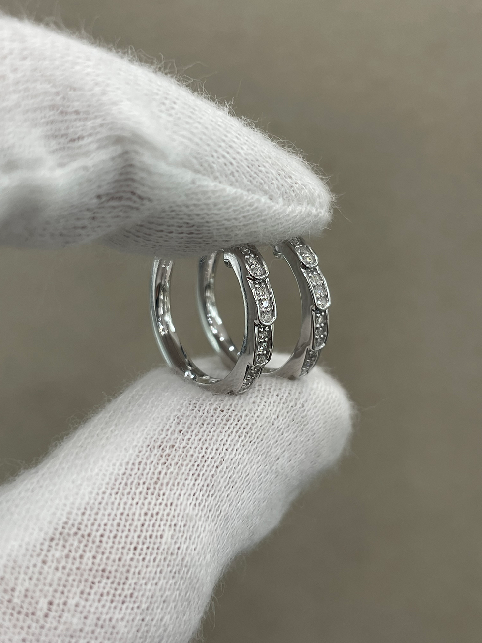 Thumbnail: 9ct White Gold Channel set Diamond Earrings
