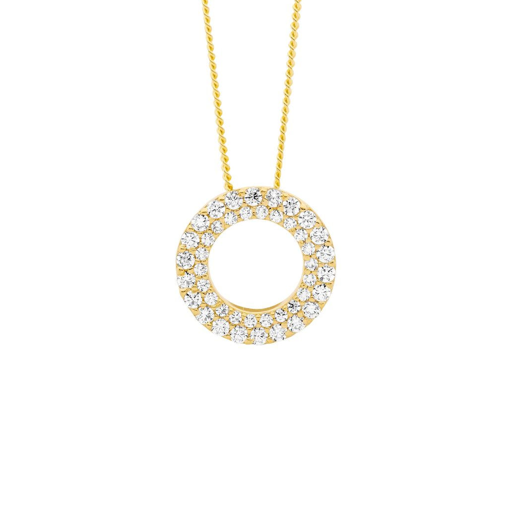 Ellani P865G Double row open Circle set with CZ's Yellow