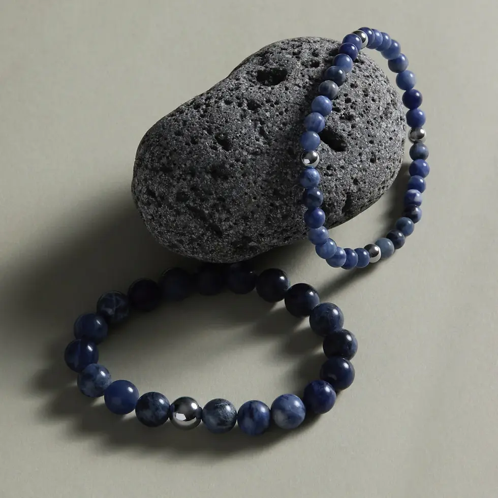 Thumbnail: Najo B9072 Apollo Men's 10mm Sodalite & Steel Elasticised Stretch Bra