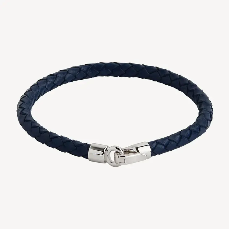 Najo B9018-21 The Mariner Men's Navy Plaited Leather and Steel Bracelet